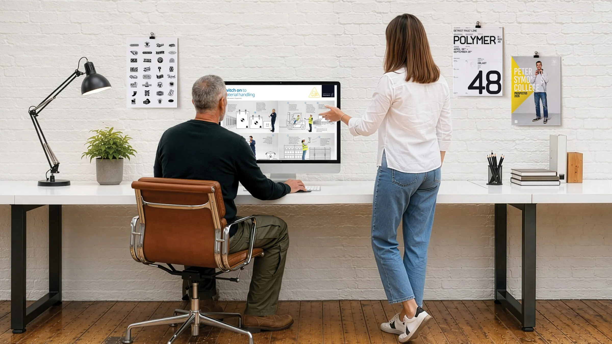 Curation team working together at the studio desk