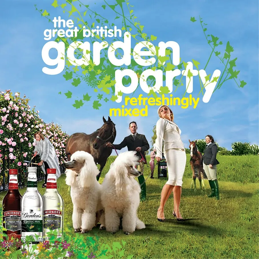 Great British Garden Party poster with costumed characters