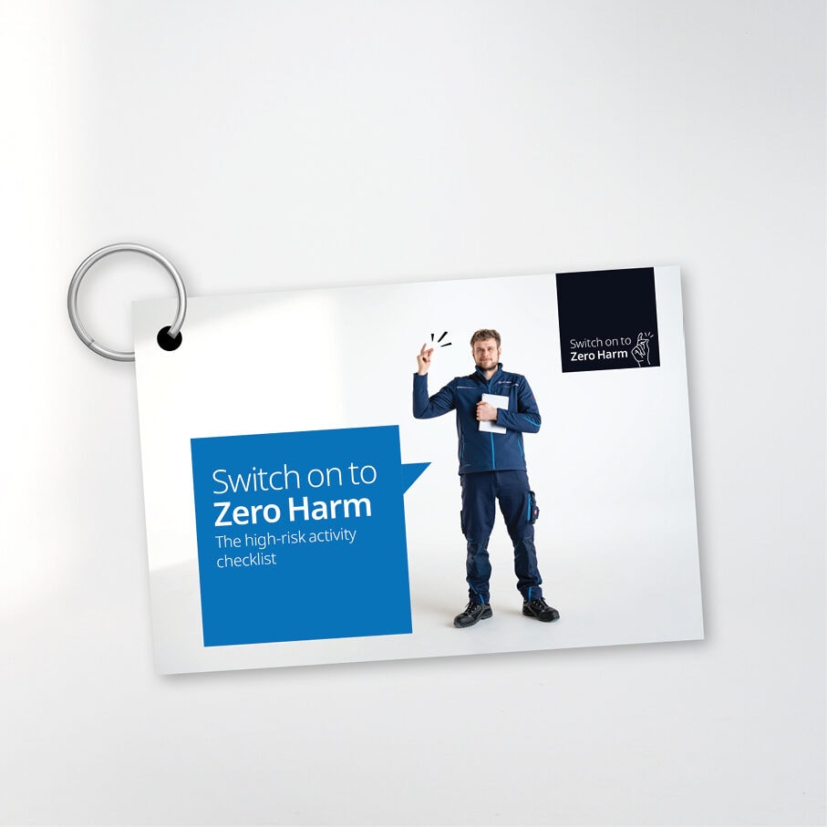 Zero Harm safety checklist card mock-up