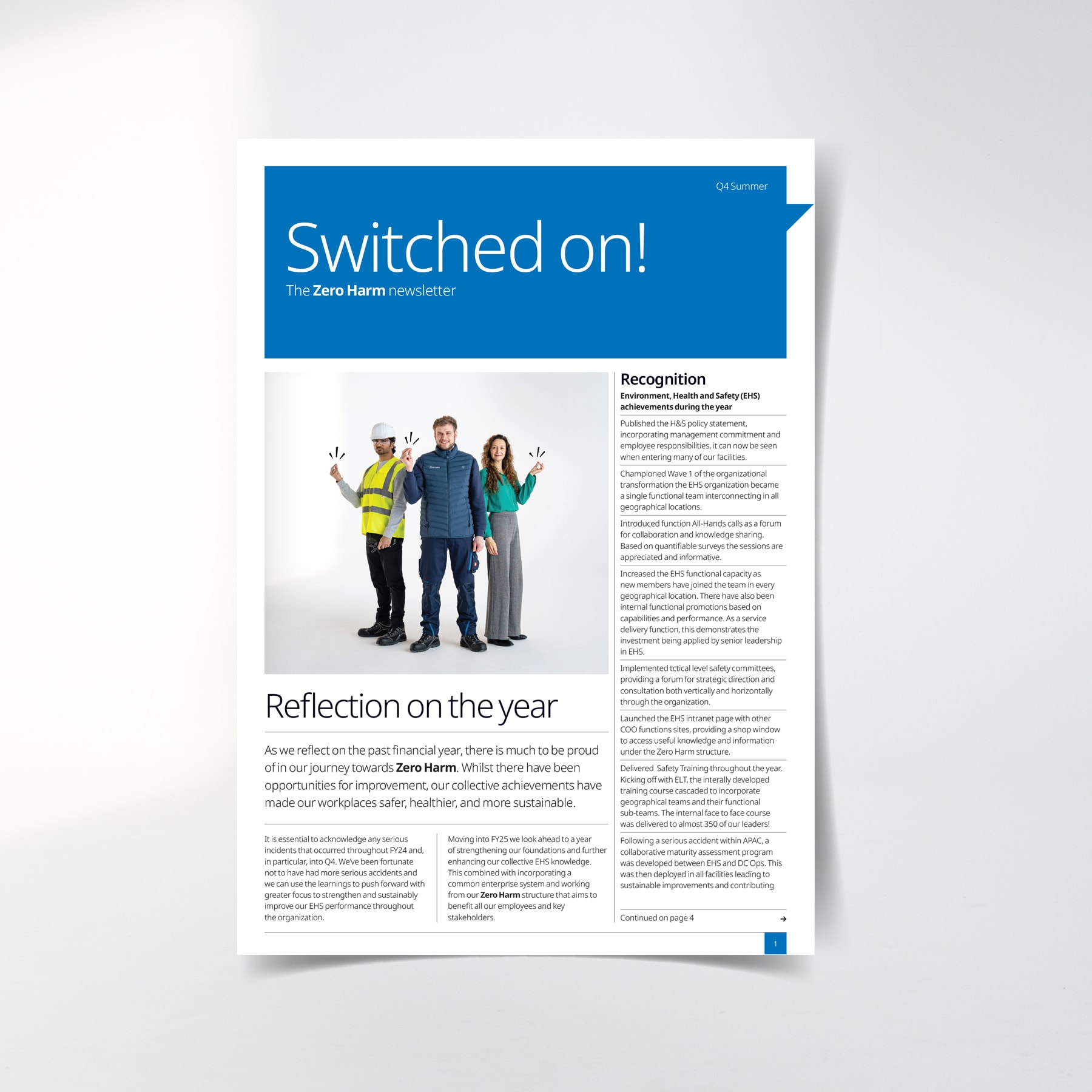 ‘Switched on!’ Zero Harm newsletter with a reflection on the year
