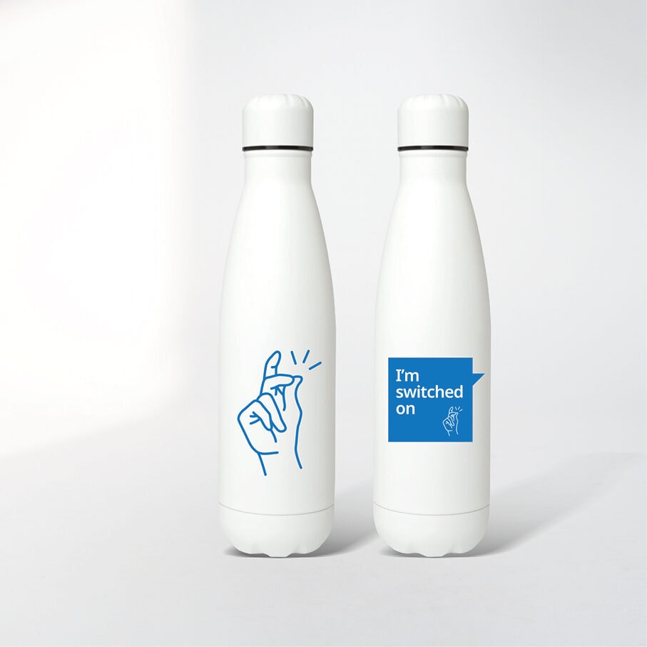 Two branded Zero Harm water bottles